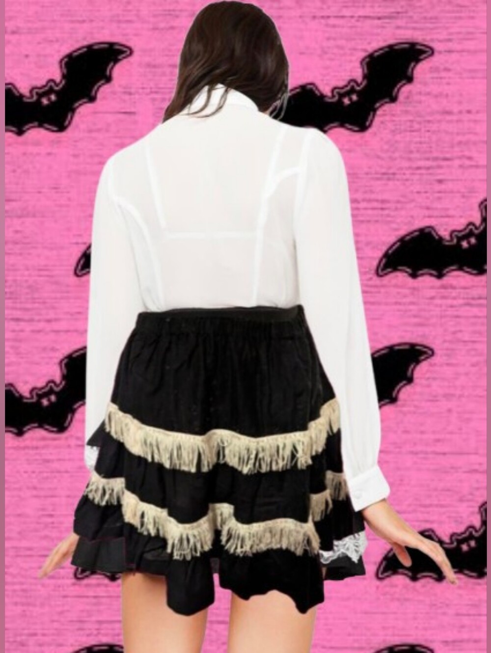 Vintage Gothic Cowgirl Fringe Skirt